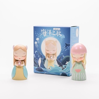 White Night Fairy Tale Lite Ocean Song ขี่ปลาวาฬสาวฝาครอบแก้วตุ๊กตาการ์ตูนน่ารัก Hand-made รถลูกตุ้ม