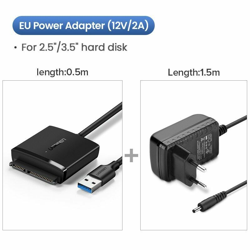 UGREEN(60561, 60561US/EU) SATA to USB 3.0 Adapter Cable with UASP  (รวม/ไม่รวมpower adapter) | Shopee Thailand