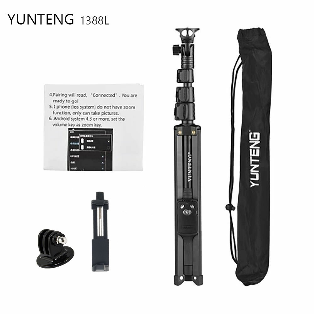 ขาตั้งและไม้เซลฟี่ YUNTENG VCT-1388L รีโมทรองรับมือถือทั้ง IOS และ Android