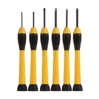 Therichbuyer  ไขควงซ่อมนาฬิกา STANLEY รุ่น 66-052 (แพ็ค 6 ชิ้น) สีเหลือง-ดำ แพ็ค