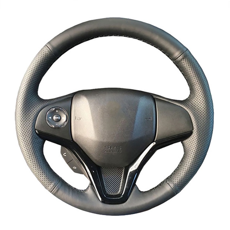 ของแท้หนังพวงมาลัยรถสําหรับ Honda Fit City Jazz 2014 2015 HRV HR-V 2016 Vezel 2015-2017 มือเย็บ Cowhide ฝาครอบ Breathable