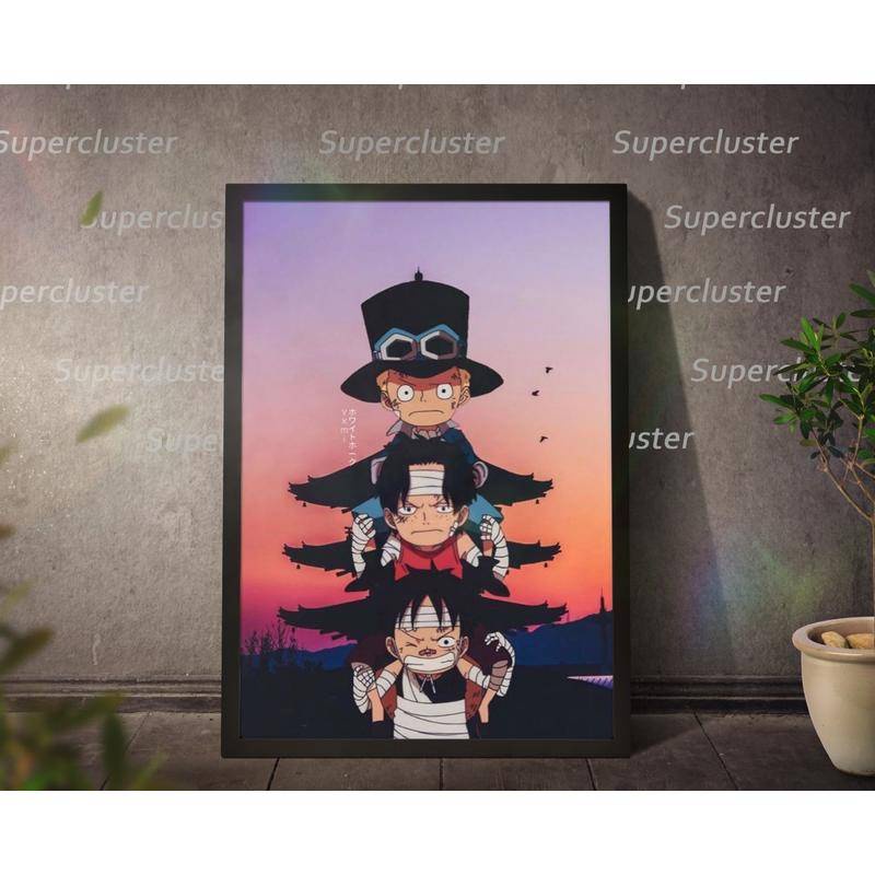 โปสเตอร์ผ้าใบ พิมพ์ลาย One Piece The Three Brothers Luffy Ace Sabo สําหรับตกแต่งบ้าน ราคา ถูกที่สุด ดีลบีเคเค แกลเลอรีภาพที่ 5