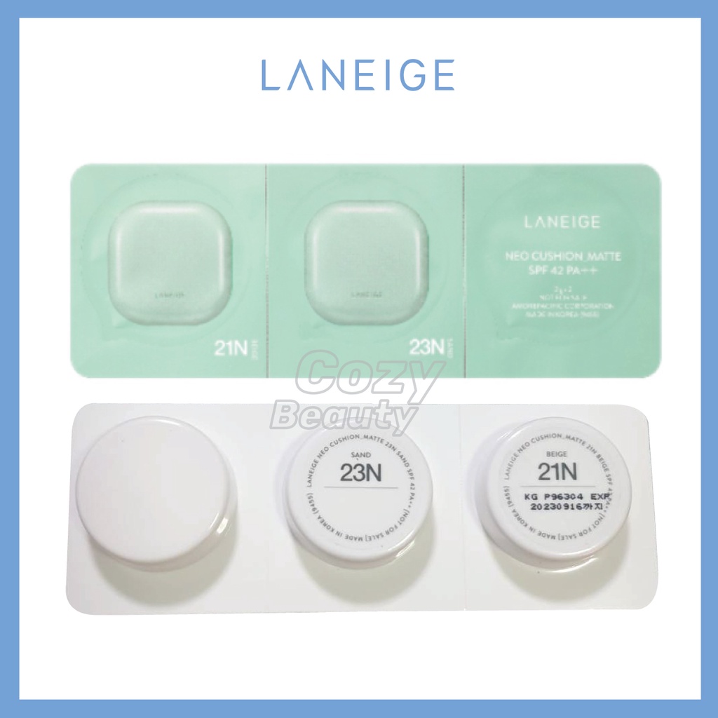 laneige neo cushion SPF 42 PA++ (2 g x 2) tester แท้ 100% รุ่น Matte กันแสงสีฟ้า ปกปิดสูงสุดแต่บางเบ