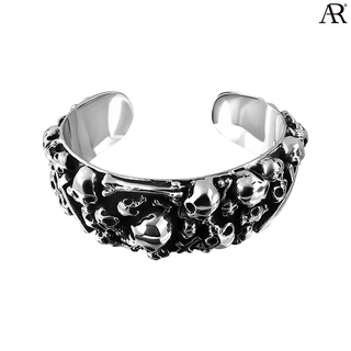 ANGELINO RUFOLO Bracelet ดีไซน์ Skull Bangle สร้อยข้อมือผู้ชาย Stainless Steel 316L(สแตนเลสสตีล)คุณภาพเยี่ยม สีเงิน