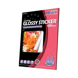 Hi-jet สติกเกอร์ผิวมัน Inkjet Platinum Glossy Sticker 120 แกรม A4 10 แผ่น