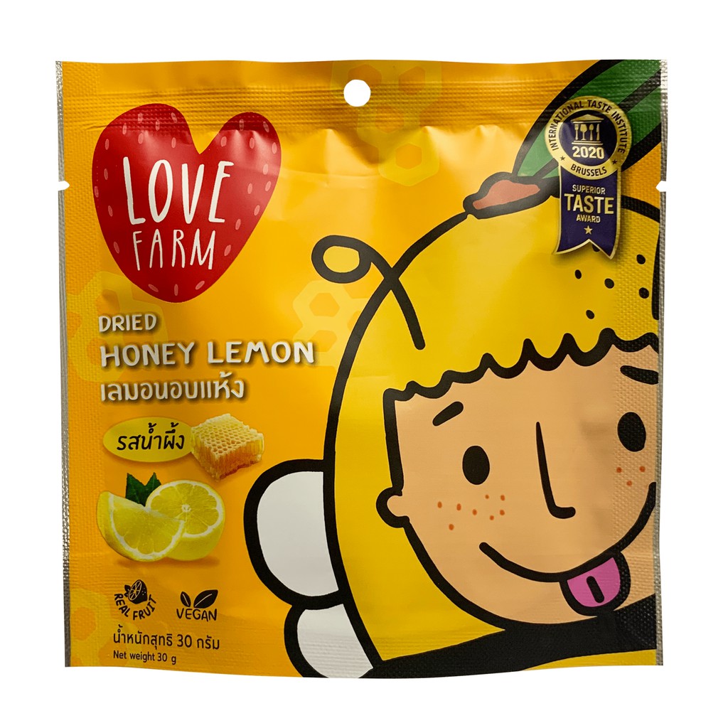 🍋🍯(เลมอนอบแห้ง รสน้ำผึ้ง 120 กรัม) 💖เลิฟฟาร์ม (LOVEFARM) เลมอน น้ำผึ้ง ผลไม้อบแห้ง
