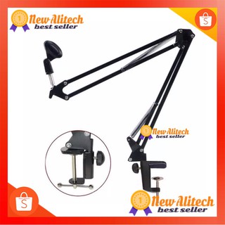 ขาตั้งสำหรับไมโครโฟน Mic Microphone Suspension Boom Scissor Arm Stand Holder for Studio Broadcast w/ Shock stand