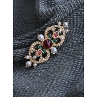 [พร้อมส่ง]Victoria Style Colorful Gem Golden Brooch  เข็มกลัดสีทองสไตล์วิกตอเรีย
