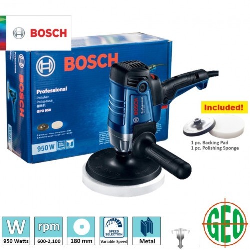 Bosch GPO 950- แผ่นขัดแนวตั้ง / เครื่องบัฟเฟอร์ C / W แผ่นติดและฟองน้ํา