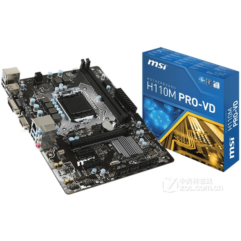 ใช้ MSI H110M PRO-VD เมนบอร์ด LGA 1151 DDR4 USB2.0 USB3.1 SATA3 DVI VGA 32GB H110 เมนบอร์ดเดสก์ท็อป