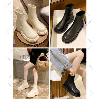 บู๊ท ข้อสั้น CAMPER BOOTS by Winter call [ SH211201 ] สีดำ สีขาวออฟไว้ท์ Black / Off White [ Size: 36 37 38 39 ]