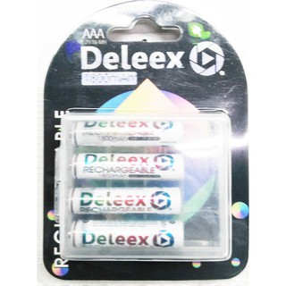 Deleex ถ่านชาร์จ AAA 1800 mAh 1.2V  Rechargeble Ni-MH Battery 4 ก้อน(White )