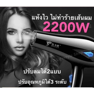 ไดร์เป่าผม DELIYA เครื่องเป่าผมไฟฟ้าสำหรับมืออาชีพเเละทุกคน 2200วัตต์ ปรับแรงลมได้ 5 ระดับ