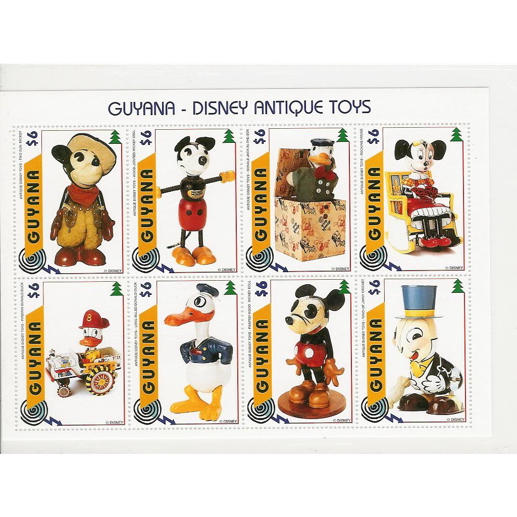 ชีทแสตมป์ Disney - Antique Toys - ประเทศ Guyana - สภาพเดิม ยังไม่ใช้
