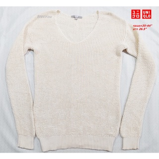 Uniqlo เสื้อไหมพรม- สีครีม ไซส์ 35-44" ของแท้(ไม่ผ่านการใช้งาน)