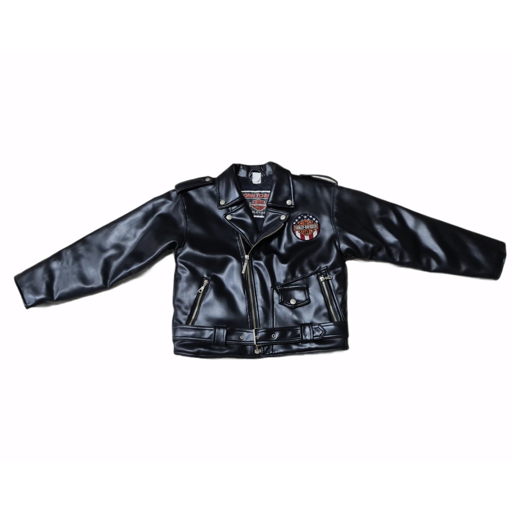 เสื้อ JACKET หนัง Born To Ride by Harley-Davidson Child's Biker Style Jacket สีดำ มือสอง