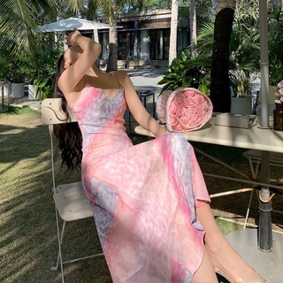 เดรสสายเดี่ยวสปาเก็ตตี้ ผ้าชีฟอง