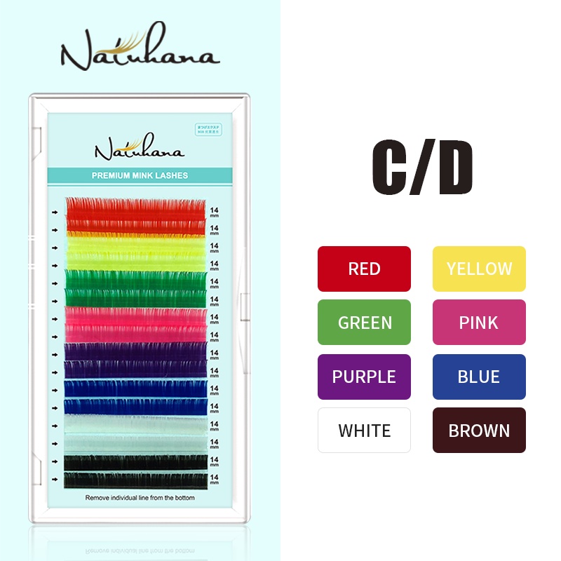 NATUHANA ชนิด C/D ขนตาปลอม มิงค์ ขนตา สีรุ้ง ต่อขนตา สำหรับการแต่งหน้า