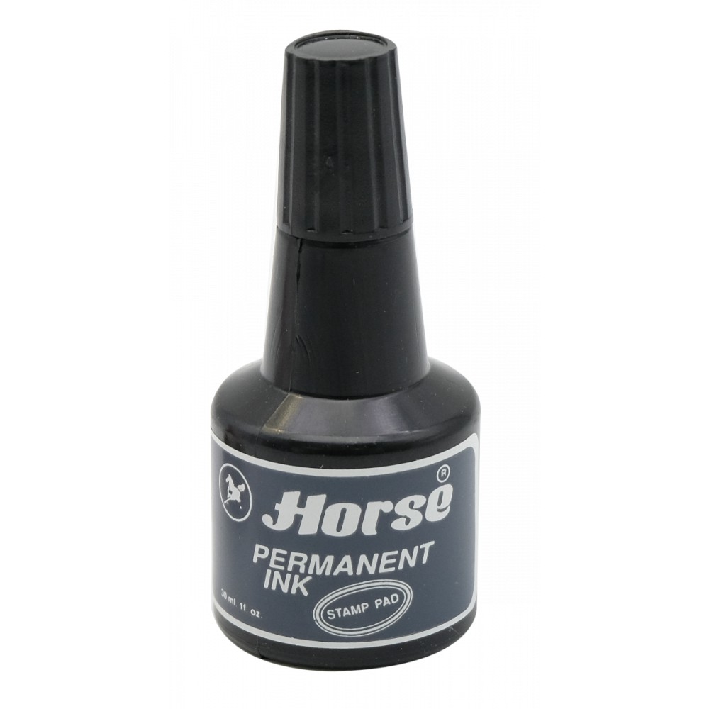 ตราม้า หมึกเติมแท่นประทับ หมึกกันน้ำ 30 ซีซี. สีน้ำเงิน/แดง/ดำ  Stamp Pad Refill Ink Water 30 cc