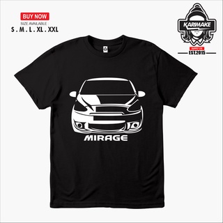 เสื้อยืดผ้าฝ้ายพิมพ์ลายแฟชั่น เสื้อยืด พิมพ์ลายรถยนต์ Mitsubishi Mirage