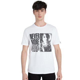 เสื้อยืดผ้าฝ้ายพิมพ์ลายราคาต่ำสุดDAVIE JONES เสื้อยืดพิมพ์ลาย สีขาว Graphic Print T-Shirt in white TB0193WHขนาดเต็มS-3XL