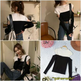 เสื้อผ้าร่องไหมพรม ผ้ายืดหยุ่นได้ เสื้อไหมพร