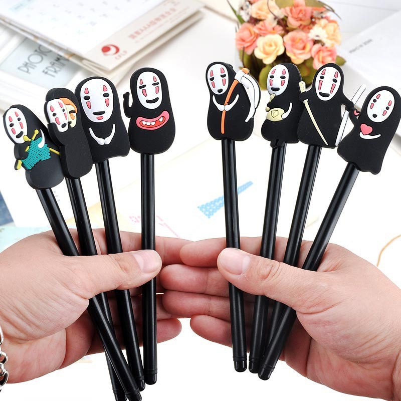Ghost ปากกาเจลผีไร้หน้า หมึกสีดำ ชิ้นละ 5 บาท  (สุ่มลาย) ฟรี! กล่องใส่ดินสอ ซื้อครั้งละ 10 ปากกา