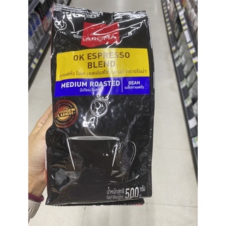 Aroma Ok Espresso Blend Medium Roasted 500 G. กาแฟคั่ว โอเค เอสเปรสโซ่ เบลนด์ ตรา อโรม่า มีเดียม โรสท์