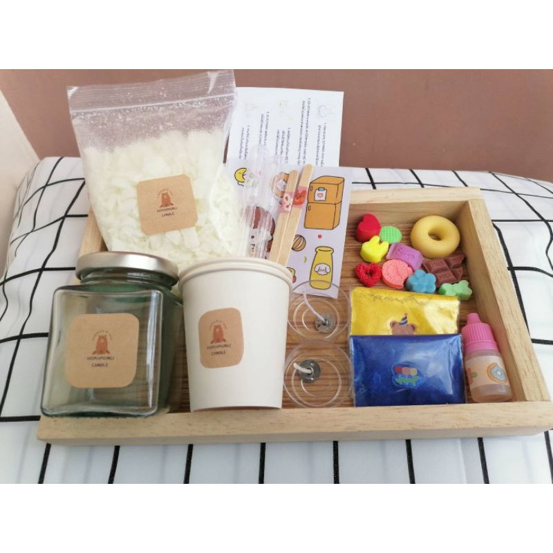 (สินค้าใหม่)​ชุดทำเทียนหอม D.I.Y ( Set mini ) || Soy wax 100 g คละกลิ่นจ้า*(ตอนนี้สินค้าจะมีเป็นแบบแก้สกลมนะคับ)*