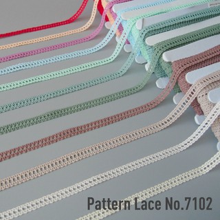 MOMOTARA No. 7102 เทปลูกไม้ Lace ลูกไม้ทอลาย Pattern Lace ขนาด 1.1 CM ยาว 18 หลา เทป ริบบิ้น ลูกไม้ วัสดุตกแต่ง diy