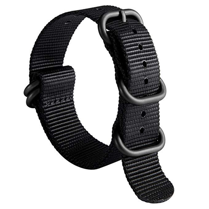 NATO Zulu เข็มขัดนิรภัย 18 มม.ไนลอนทหารสายนาฬิกา 20 มม.สีดํา PVD Ballistic ไนลอนนาฬิกา 24 มม.สายนาฬิกากับดัก