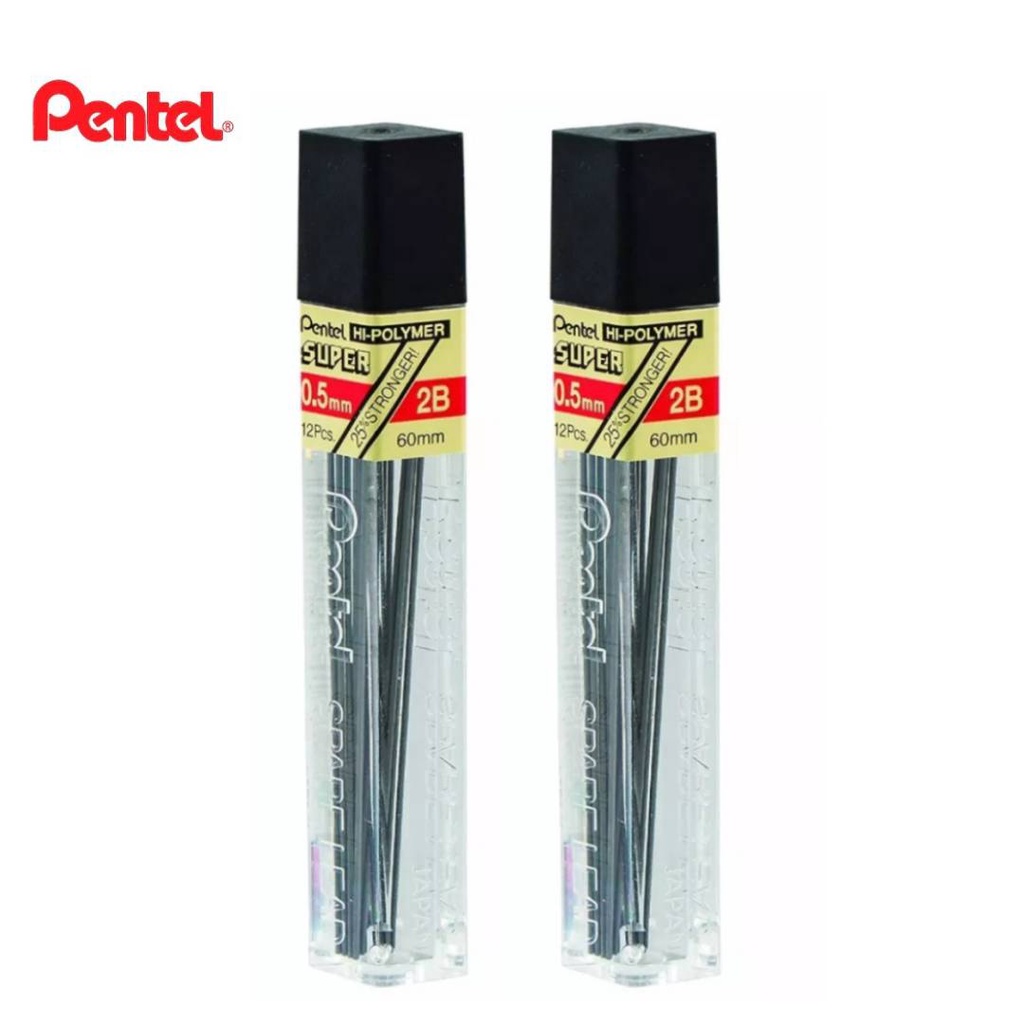 ไส้ดินสอ Pentel ไส้ดินสอกด 0.5 มม.  2B Hi-Polymer SUPER (บรรจุ 12 ไส้)