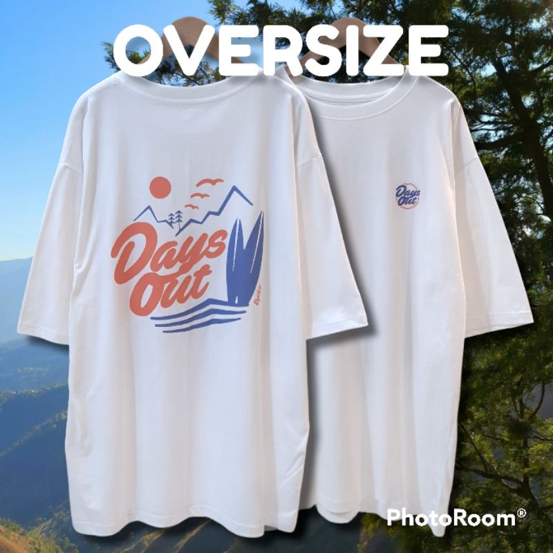 Happier than ever เสื้อยืดโอเวอร์ไซส์สกรีนลาย_Day_out_สีขาว/ดำ