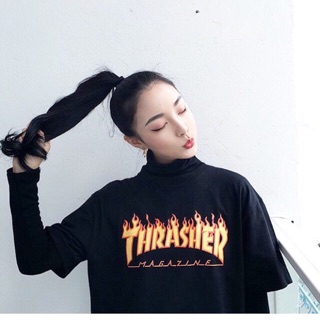 [พร้อมส่ง สีดำ] Thrasher Tee