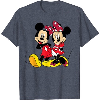 เสื้อยืดลําลอง ลาย Disney Mickey and Minnie Mouse คุณภาพสูง สไตล์เกาหลีS-5XL