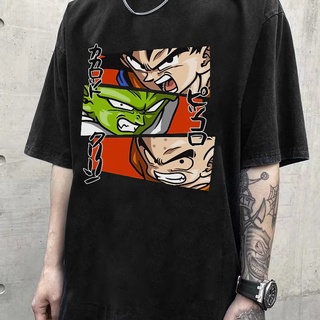 ฤดูร้อนใหม่อะนิเมะเสื้อยืด Dragon Ball พิมพ์แขนสั้นคู่คอกลมฮาราจูกุการ์ตูนน่ารักเสื้อยืดฮาราจูก 0N^