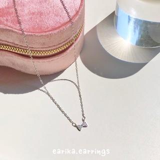 earika.earrings - crystal ribbon necklace สร้อยคอเงินแท้จี้โบว์ประดับเพชร S92.5 ปรับขนาดได้