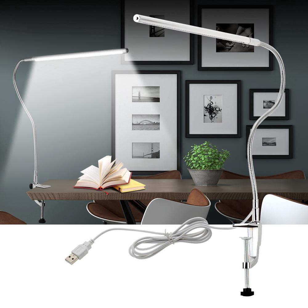 LED Table Lamp Long Arm Clamp Mount Office Study Table Bookcase Reading Light USB Flexible Bedside Lamp
