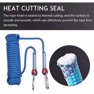 12 มม เชือกโรยตัว เชือกปีนเขา อุปกรณ์ปีนเขา อุปกรณ์โรยตัว 12mm Climbing Rope w/ Hook High Strength Emergency Safety Fire