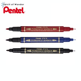 Pentel Permanent Marker ปากกาเคมี 2 หัว เพนเทล 0.3 &amp; 1.0mm รุ่น N75W