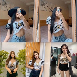 เสื้อครอปแขนตุ๊กตาแต่งห่วงสวยยยราคาถูก 👗มือ1