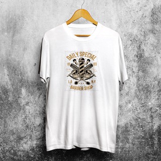 เสื้อยืดคอกลมสีขาวลาย ผ้าฝ้าย 100% ลาย D-001