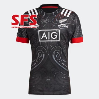 【SFS】เสื้อยืดกีฬาแขนสั้น ลายทีมรักบี้ Maori Home Jersey New Zealand All Blacks Rugby Jersi คุณภาพสูง ไซซ์ S-5Xl 2021-22