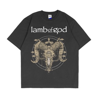 oversize T-shirt Gkb เสื้อยืดลําลอง สําหรับผู้ชาย ผู้หญิง แขนสั้น คอกลม พิมพ์ลาย metal LAMB OF GOD สีครีม พรีเมี่ยม S-5X