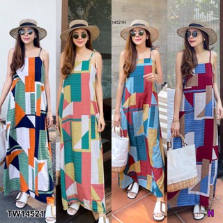 Maxidress สายเดี่ยวผูกไหล่ลายกราฟฟิกสวยรับซัมเมอร์