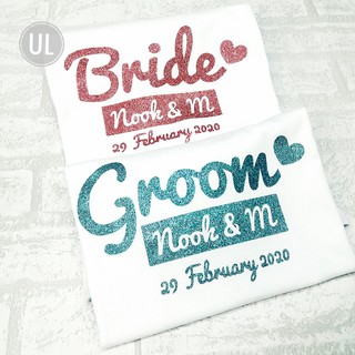 New! เสื้อคู่รักสกรีน Groom&amp;Bride ถ่ายพรีน่ารัก [พร้อมส่ง] ML145 ตัวละ