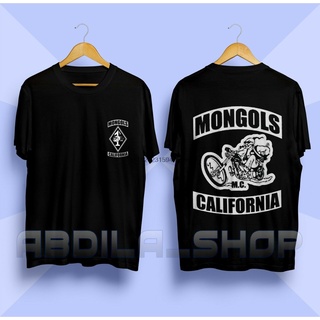 ใหม่ MONGOLS MC California Australia Motorcycle Club เสื้อยืดลําลอง สําหรับผู้ชาย สีดํา ไซซ์ WQER37367