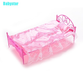 (Babystar) ชุดเฟอร์นิเจอร์ หมอน เตียง สุ่มสี สําหรับตุ๊กตาบาร์บี้ 1 ชุด