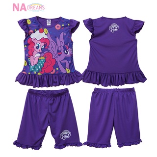 My Little Pony ชุดเซ็ตเด็ก ชุดเสื้อกางเกงเด็กหญิง ลายการ์ตูน โพนี่ PONY จาก NADreams สีม่วง เสื้อ + กางเกง