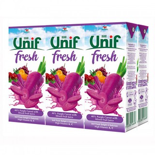 ยูนิฟ เฟรช น้ำผักผลไม้รวม ผสมแครอทม่วง40% ขนาด 180ml ยกแพ็ค 6กล่อง UNIF FRESH PURPLE CARROT MIXED VEGGI JUICE